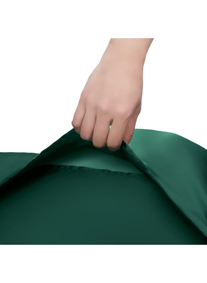 Homiest Blackish Green Satin Pillowcase for Hair and Skin, Standard Size Pillow Covers Luxury & Ultra Soft Pillow Cases Set of 2, Cooling Pillowcovers with Envelope Closure, Anti Wrinkle, 20 x 26 Inch