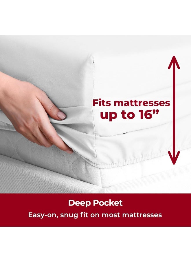 Mellanni Queen Sheet Set - 6-Piece Iconic Collection Bedding, (Including 4 Pillowcases), 16-Inch Deep Pocket, Easy Care, Extra Soft, Cooling Sheets, Brushed Microfiber - White