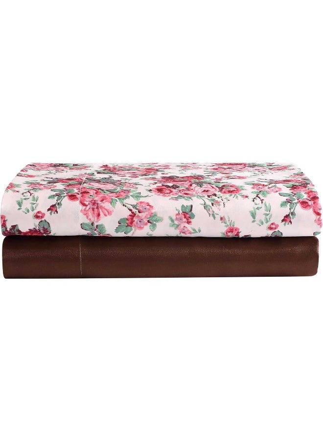 Betsey Johnson - King Sheets, Luxurious Satin Bedding Set, Smooth & Silky Home Decor (Vintage Floral Pink, King)