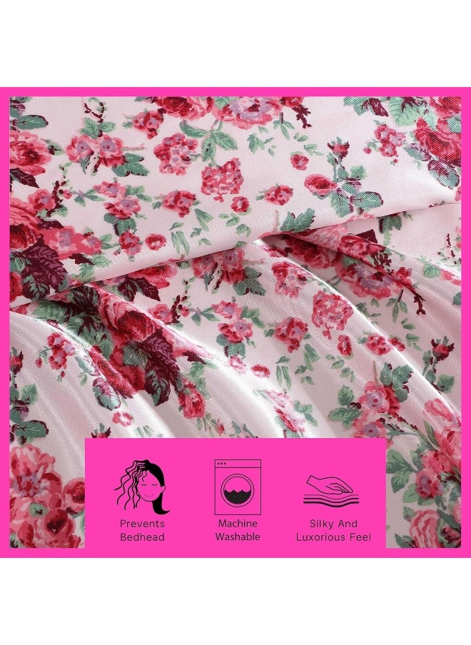 Betsey Johnson - King Sheets, Luxurious Satin Bedding Set, Smooth & Silky Home Decor (Vintage Floral Pink, King)