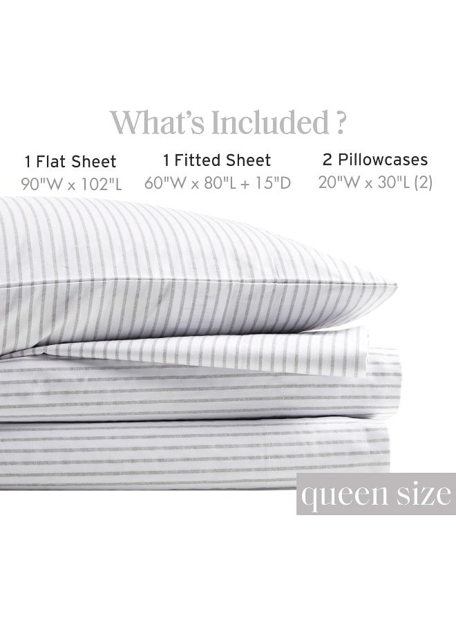 Madison Park Essentials 100% Cotton Sheets, Breathable & Soft Cotton Bed Sheets, Printed Design, Elastic Pocket Cotton Sheet Set Fits Up to 17