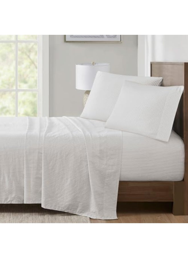 Madison Park Essentials 100% Cotton Sheets, Breathable & Soft Cotton Bed Sheets, Printed Design, Elastic Pocket Cotton Sheet Set Fits Up to 17