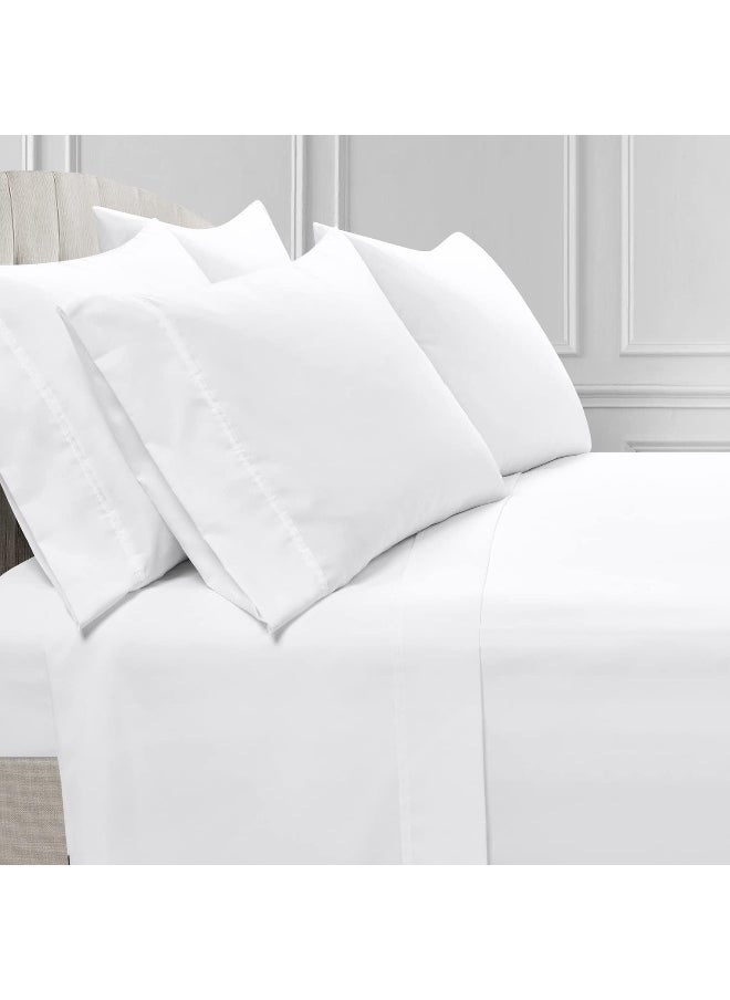 Lush Decor Farmhouse Milo Solid Silver-Infused 6 Piece Sheet Set, Full, White