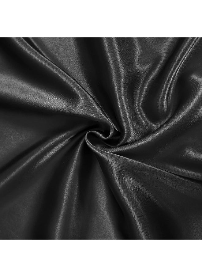 Homiest 7pcs Satin Sheets King Size Bed Set Satin Sheet Set, Black Bed Sheets Luxury Silky Satin Bedding Set
