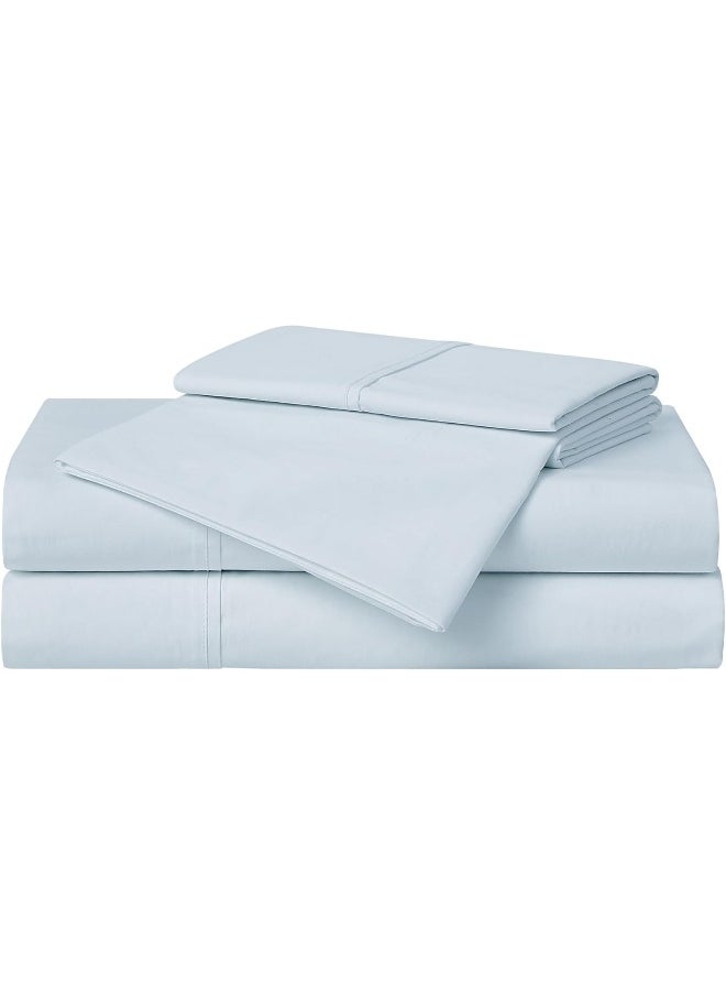 CANNON Solid Percale 200 Thread Count Sheet Sets Light Blue 100% Cotton 4-Piece Full Sheet Set, Solid Color Themed, Adult Bedding, Oeko-TEX Certified