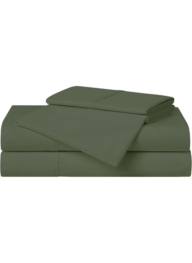 Cannon - Solid Percale 4 Piece Queen Sheet and Pillowcase Set - Green