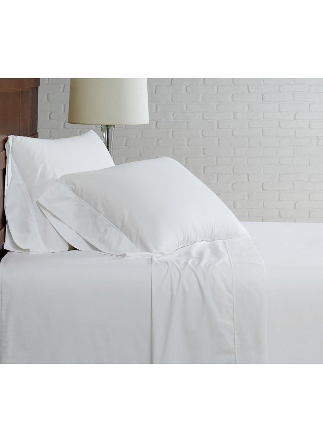 CANNON - Solid Percale 4 Piece Full Sheet and Pillowcase Set - White