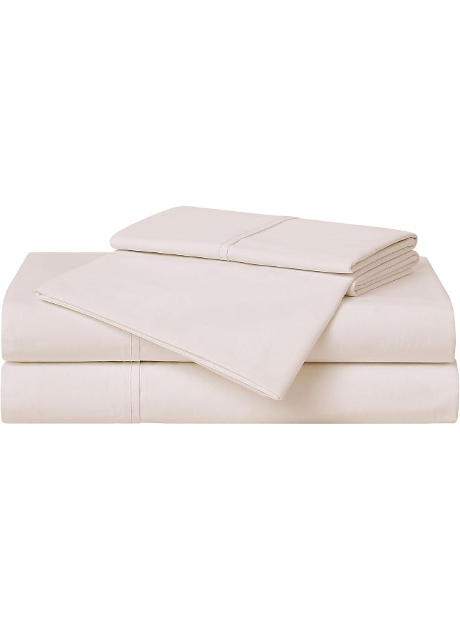 Cannon - Solid Percale 4 Piece Queen Sheet and Pillowcase Set - Blush