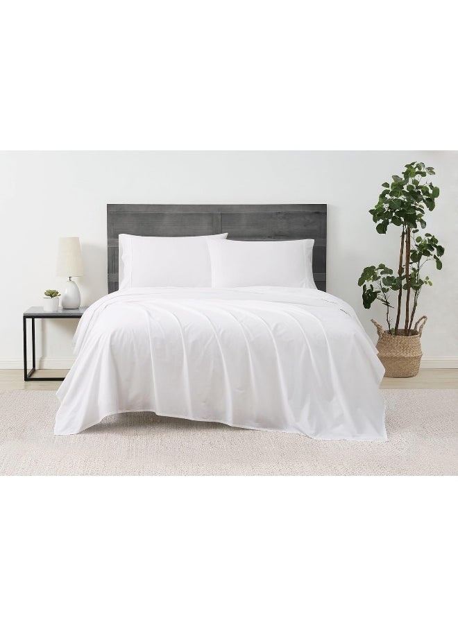Cannon - Solid Percale 3 Piece Twin XL Sheet and Pillowcase Set - White