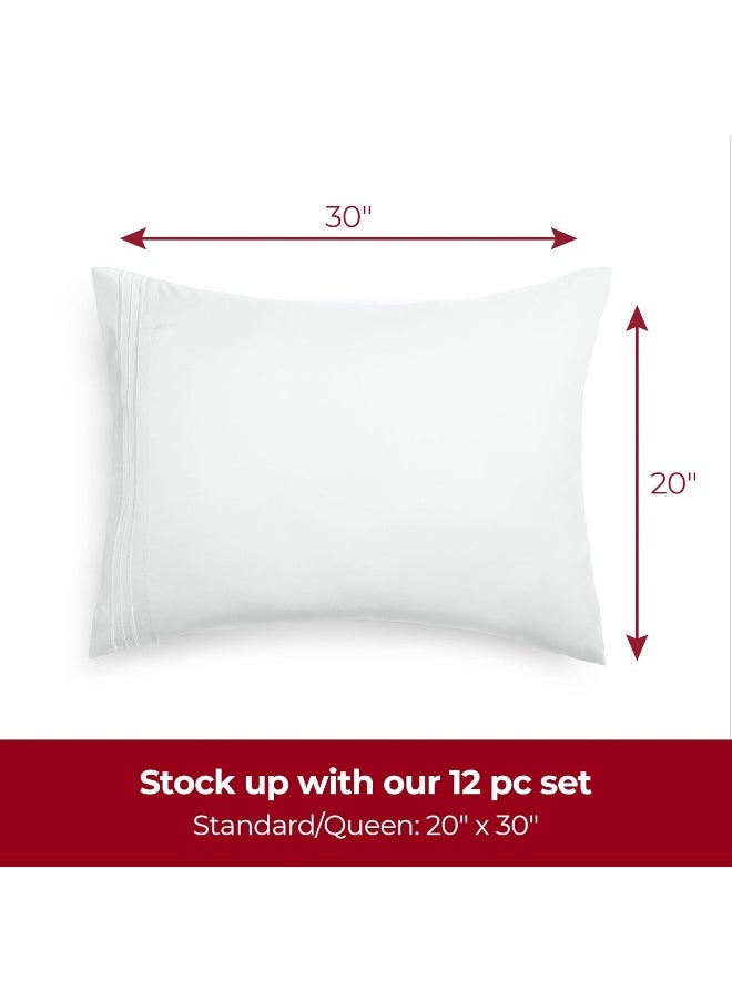 Mellanni Pillow Cases - Luxury, Extra Soft, Cooling Pillow Covers - 12 PC Iconic Collection Pillowcases - Envelope Closure(Standard/Queen 20