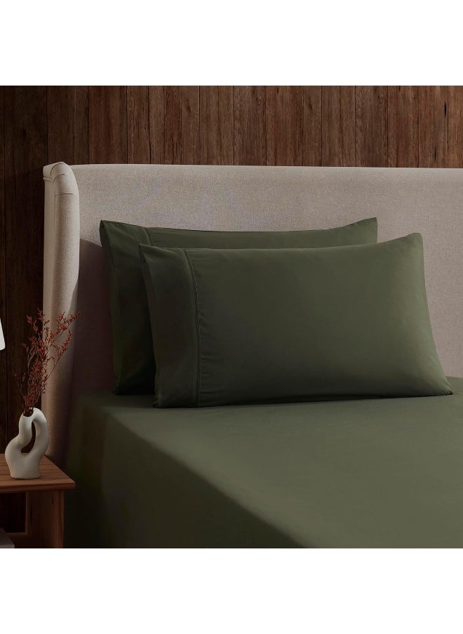 Nestl Full Size Sheet Sets - 4 Piece Full Size Sheets, Deep Pocket, Hotel Luxury, Extra Soft, Breathable and Cooling, Olive Green Sheets for Full Size Mattress