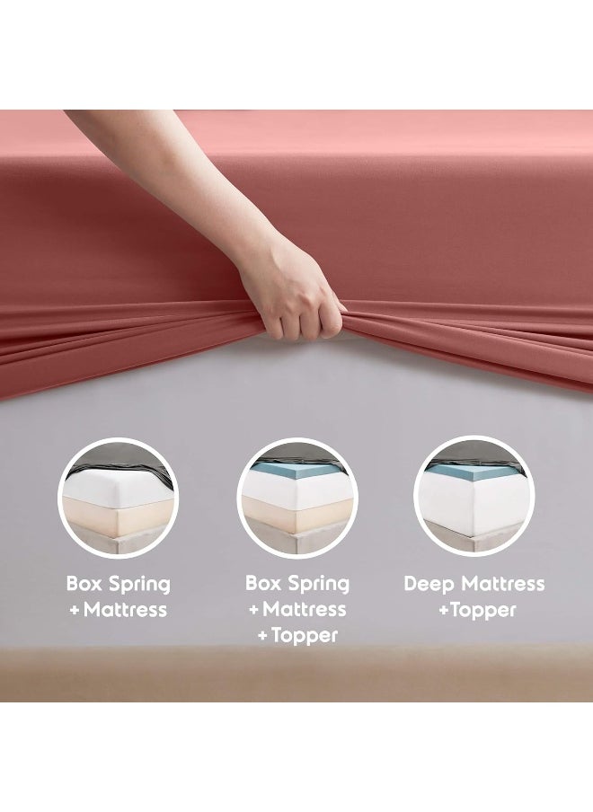 Nestl Cal King Size Sheets Set - 4 Piece California King Sheets, Deep Pocket, Hotel Luxury, Extra Soft, Breathable and Cooling, Pink Clay Cal King Bed Sheets