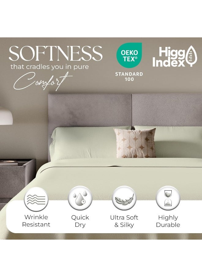 SUPREME ELEGANCE 800 Thread Count Queen Fresh Ivory Sheets Set, Ultra Soft & Silky Cotton Rich Easy Care Bed Sheets, Sateen Sheet Set with Deep Pocket (1 Flat Sheet, 1 Fitted Sheet & 2 Pillowcases)