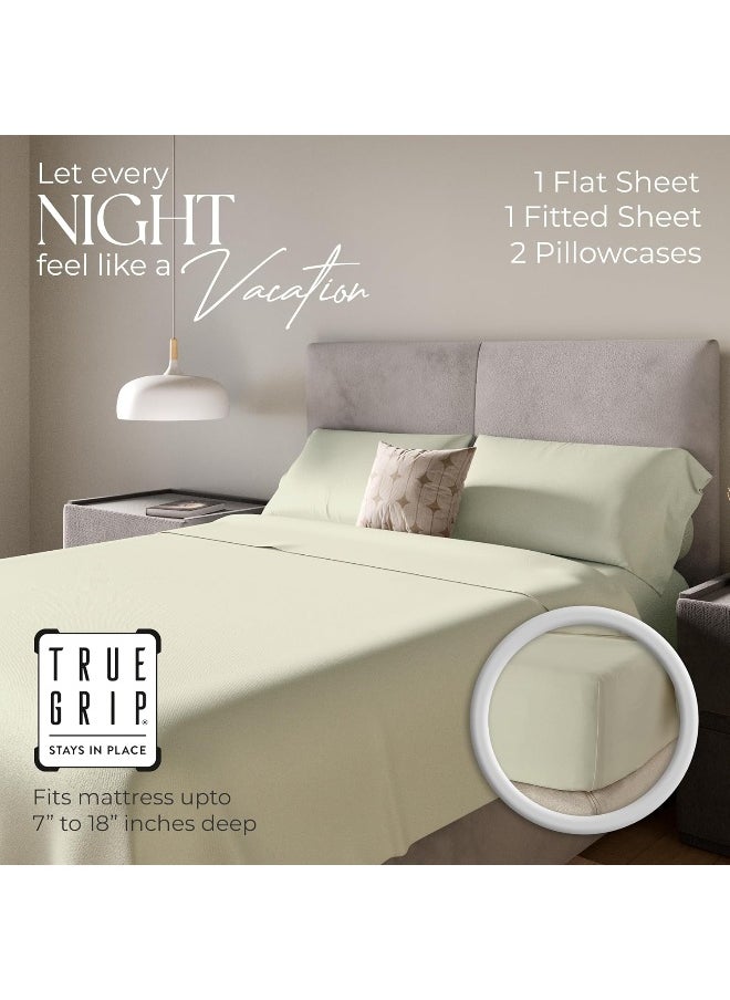 SUPREME ELEGANCE 800 Thread Count Queen Fresh Ivory Sheets Set, Ultra Soft & Silky Cotton Rich Easy Care Bed Sheets, Sateen Sheet Set with Deep Pocket (1 Flat Sheet, 1 Fitted Sheet & 2 Pillowcases)