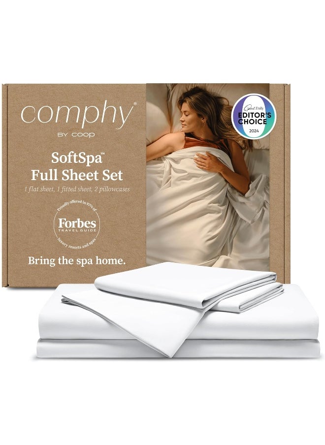 Comphy by Coop SoftSpa Bed Sheet Set of 4 Pieces, White Full