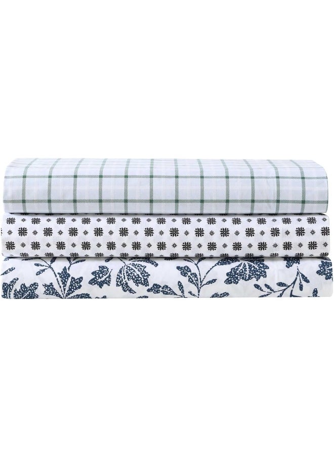 Eddie Bauer - King Sheet Set, Premium Cotton Percale Bedding Set, Plaid Home Decor, Oeko-Tex Certified (Classic Tattersall Plaid Green, King)
