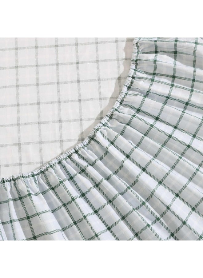 Eddie Bauer - King Sheet Set, Premium Cotton Percale Bedding Set, Plaid Home Decor, Oeko-Tex Certified (Classic Tattersall Plaid Green, King)