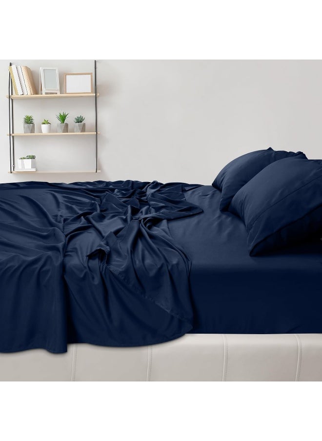 Utopia Bedding Full Sheet Set - Brushed Microfiber - Soft Bed Sheets for Full Size Bed - Includes 1 Fitted, 1 Flat, & 2 Pillow Cases - Deep Pocket (Navy)