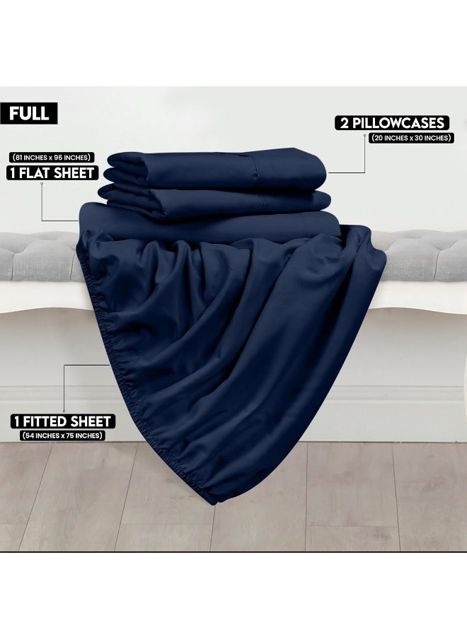 Utopia Bedding Full Sheet Set - Brushed Microfiber - Soft Bed Sheets for Full Size Bed - Includes 1 Fitted, 1 Flat, & 2 Pillow Cases - Deep Pocket (Navy)