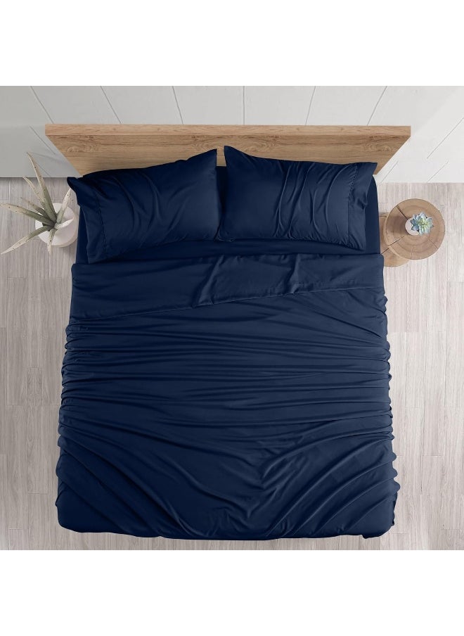Utopia Bedding Full Sheet Set - Brushed Microfiber - Soft Bed Sheets for Full Size Bed - Includes 1 Fitted, 1 Flat, & 2 Pillow Cases - Deep Pocket (Navy)