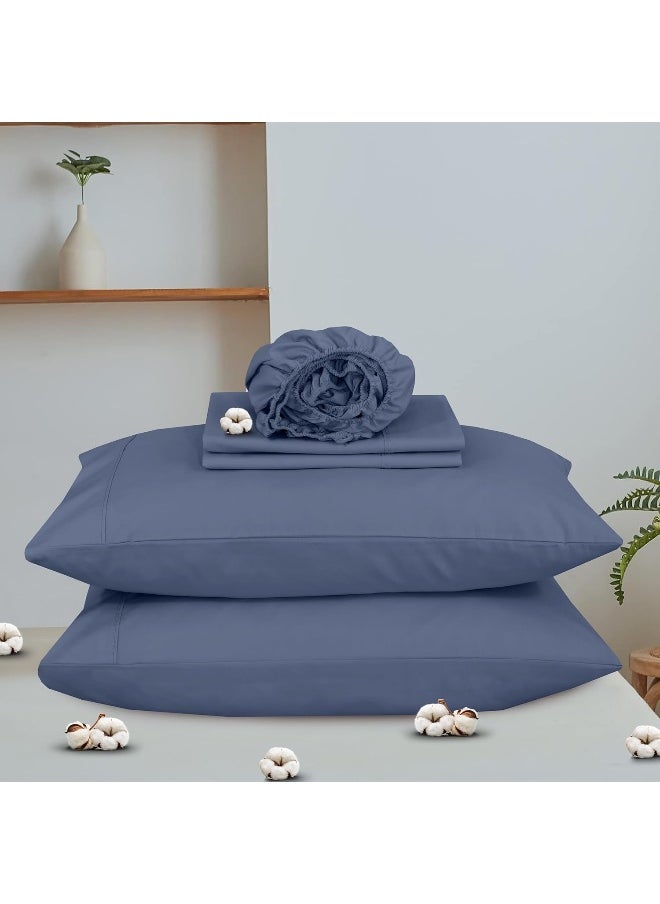 RUVANTI 100% Organic Cotton Sheets - Queen Sheet Set - GOTS - Super Soft & Breathable - Crispy & Cooling Percale Bed Sheets Queen Size Set - Deep Pocket 15