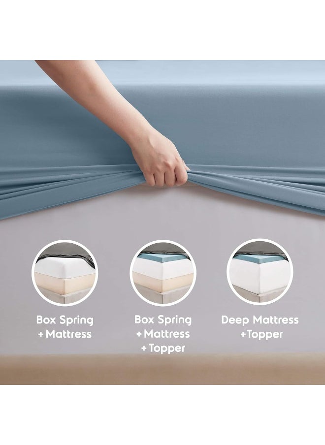 Nestl California King Sheet Set - 1800 Ultra-Soft Microfiber Cal King Bed Sheets - Double Brushed - Deep Pockets - Easy Fit - 4 Piece Set - Bed Sheets (California King, Stone Blue)