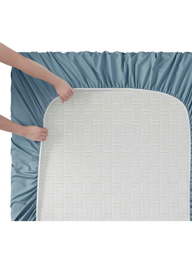 Nestl California King Sheet Set - 1800 Ultra-Soft Microfiber Cal King Bed Sheets - Double Brushed - Deep Pockets - Easy Fit - 4 Piece Set - Bed Sheets (California King, Stone Blue)