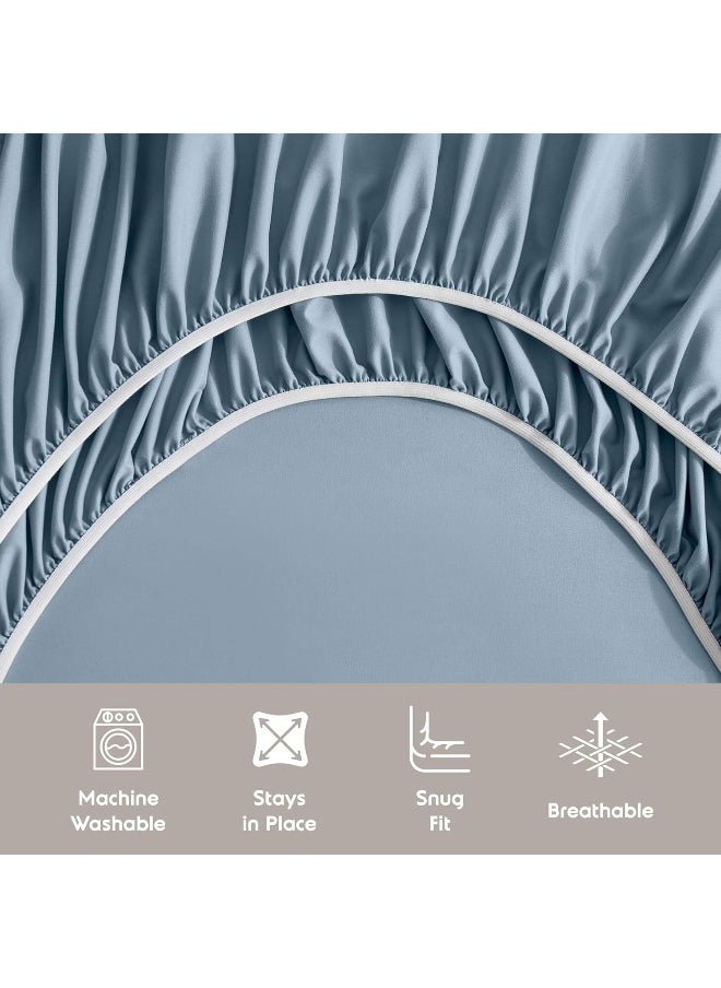 Nestl California King Sheet Set - 1800 Ultra-Soft Microfiber Cal King Bed Sheets - Double Brushed - Deep Pockets - Easy Fit - 4 Piece Set - Bed Sheets (California King, Stone Blue)