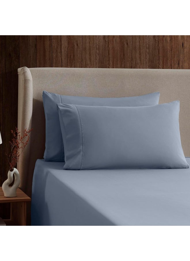 Nestl California King Sheet Set - 1800 Ultra-Soft Microfiber Cal King Bed Sheets - Double Brushed - Deep Pockets - Easy Fit - 4 Piece Set - Bed Sheets (California King, Stone Blue)