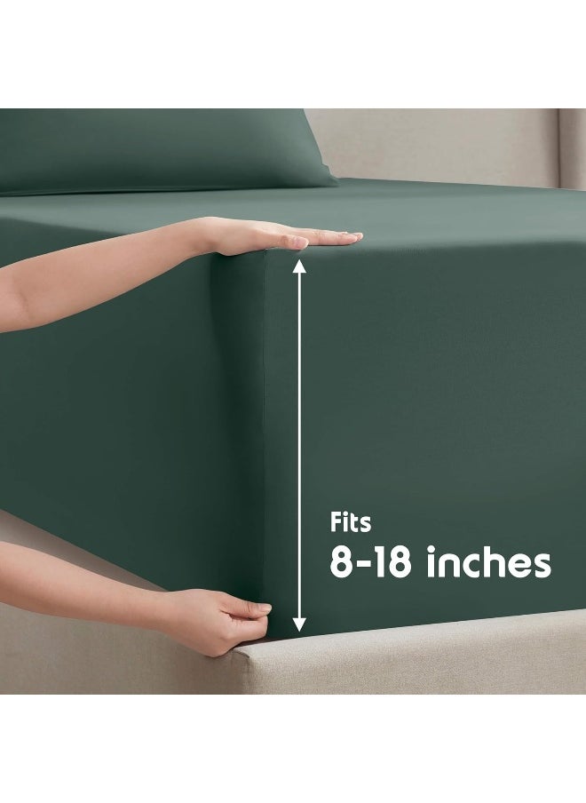 Nestl Twin Sheets Set- 3 Piece Twin Bed Sheets, Deep Pocket, Hotel Luxury, Extra Soft, Breathable and Cooling, Forest Green Sheets for Twin Size Mattresses