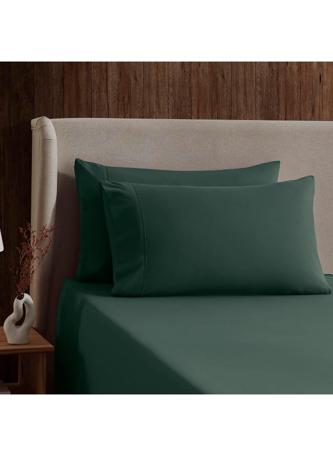 Nestl Twin Sheets Set- 3 Piece Twin Bed Sheets, Deep Pocket, Hotel Luxury, Extra Soft, Breathable and Cooling, Forest Green Sheets for Twin Size Mattresses