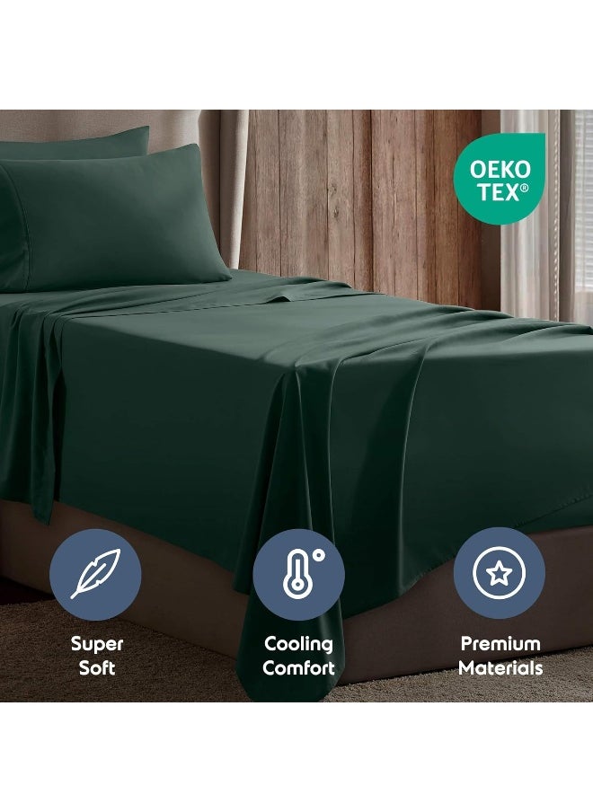 Nestl Twin Sheets Set- 3 Piece Twin Bed Sheets, Deep Pocket, Hotel Luxury, Extra Soft, Breathable and Cooling, Forest Green Sheets for Twin Size Mattresses
