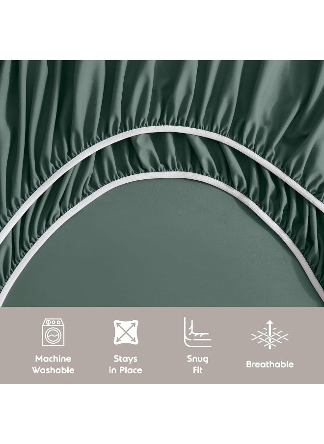 Nestl Twin Sheets Set- 3 Piece Twin Bed Sheets, Deep Pocket, Hotel Luxury, Extra Soft, Breathable and Cooling, Forest Green Sheets for Twin Size Mattresses