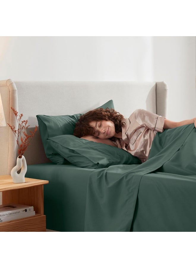 Nestl Twin Sheets Set- 3 Piece Twin Bed Sheets, Deep Pocket, Hotel Luxury, Extra Soft, Breathable and Cooling, Forest Green Sheets for Twin Size Mattresses
