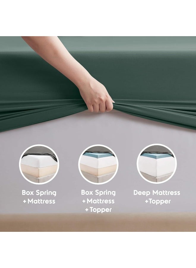 Nestl Twin Sheets Set- 3 Piece Twin Bed Sheets, Deep Pocket, Hotel Luxury, Extra Soft, Breathable and Cooling, Forest Green Sheets for Twin Size Mattresses