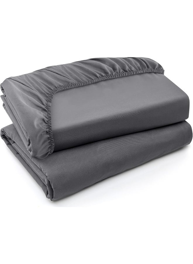 Utopia Bedding Twin XL Fitted Sheets - Pack of 2 Bottom Sheets - Soft Brushed Microfiber - Deep Pockets, Wrinkle, Shrinkage & Fade Resistant - Easy Care (Grey)