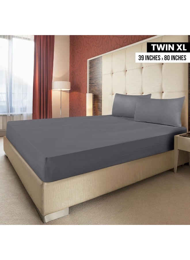 Utopia Bedding Twin XL Fitted Sheets - Pack of 2 Bottom Sheets - Soft Brushed Microfiber - Deep Pockets, Wrinkle, Shrinkage & Fade Resistant - Easy Care (Grey)