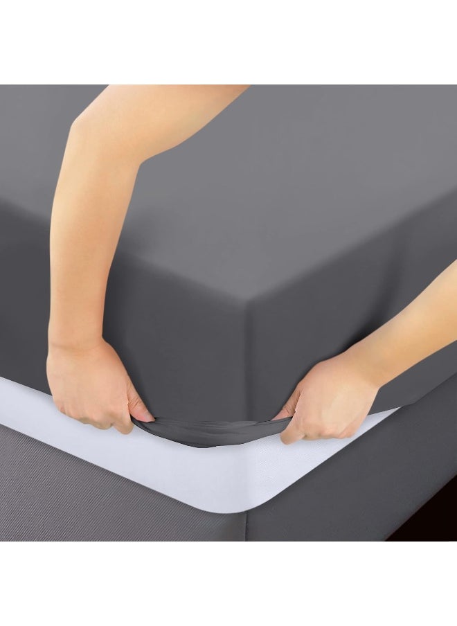 Utopia Bedding Twin XL Fitted Sheets - Pack of 2 Bottom Sheets - Soft Brushed Microfiber - Deep Pockets, Wrinkle, Shrinkage & Fade Resistant - Easy Care (Grey)