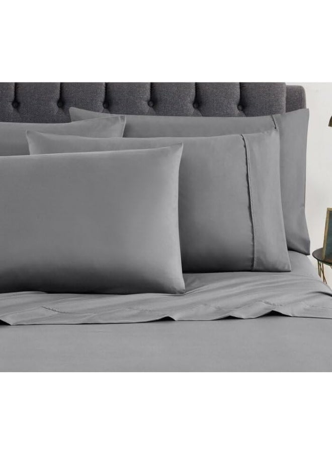 Spirit Linen home Hotel King Size Sheets Set - 6PC Solid Ultra Soft Microfiber Bed Sheets Set - Easy to Clean, King Sheets with Fitted Sheets, Flat Sheet & Pillowcases (Dark Grey)