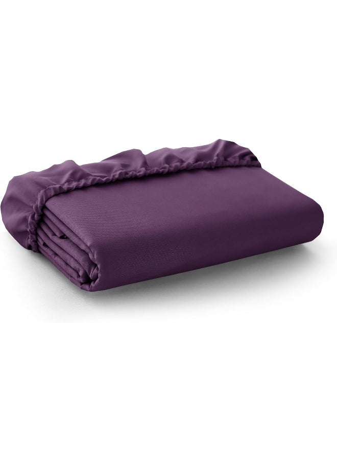Lux Decor Collection Fitted Sheet - Upto 14 Inches Deep Pocket Sheets - Ultra Soft Brushed Microfiber Fitted Sheet - Wrinkle, Fade & Shrinkage Resistant (Purple, Full)