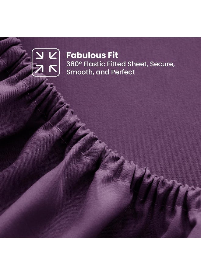 Lux Decor Collection Fitted Sheet - Upto 14 Inches Deep Pocket Sheets - Ultra Soft Brushed Microfiber Fitted Sheet - Wrinkle, Fade & Shrinkage Resistant (Purple, Full)