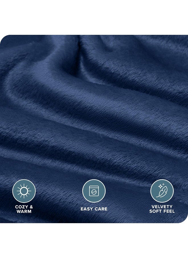 Bare Home Microplush Fleece Sheet Set, Deluxe Microplush Non-Pilling Fleece Bed Sheets, Deep Pocket, Extra Soft Velvety Bedding Set, Microplush Fleece Bed Set (Queen, Dark Blue)