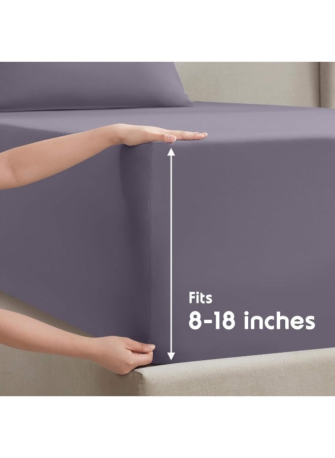 Nestl King Size Sheets Set- 4 Piece King Sheets, Deep Pocket, Hotel Luxury, Extra Soft, Breathable and Cooling, Grayish Purple King Bed Sheets