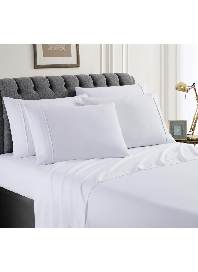 Spirit Linen home Hotel Queen Size Bed Sheets Set - 6PC Solid Ultra Soft Microfiber Bed Sheets - Easy to Clean, Sheets Queen Size with Fitted Sheet, Flat Sheet & Pillowcases