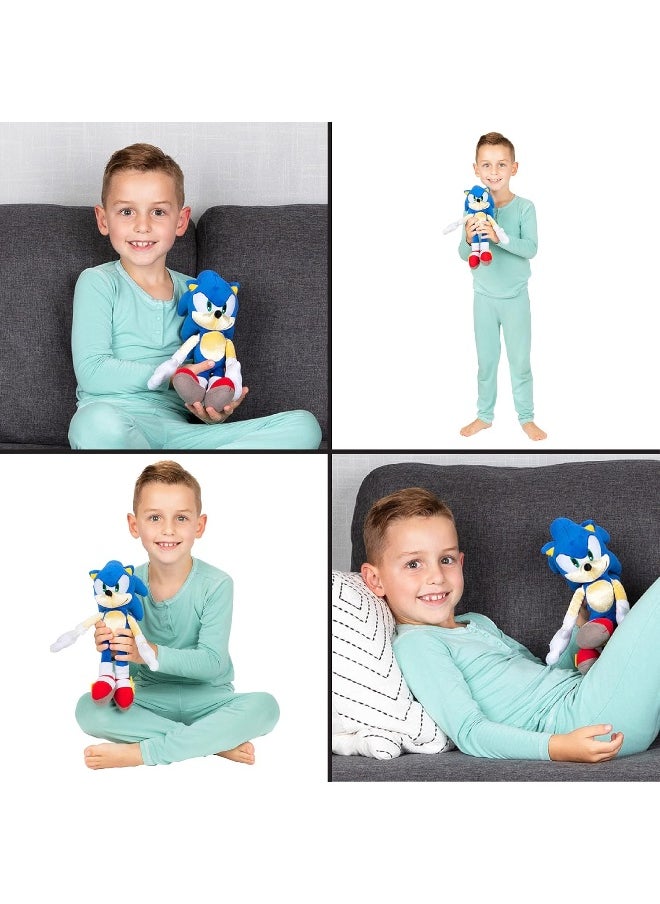 Franco Sonic The Hedgehog Anime Kids Bedding Twin/Full Comforter with Twin Sheet Set and Cuddle Pillow, 5 Piece Bedroom Set