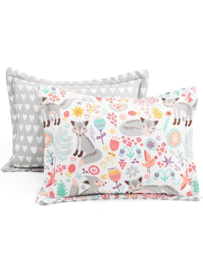Lush Decor Pixie Fox with Sheet Set Kids Back to Campus 5 Piece Comforter Set, Twin-XL, Pink & Gray