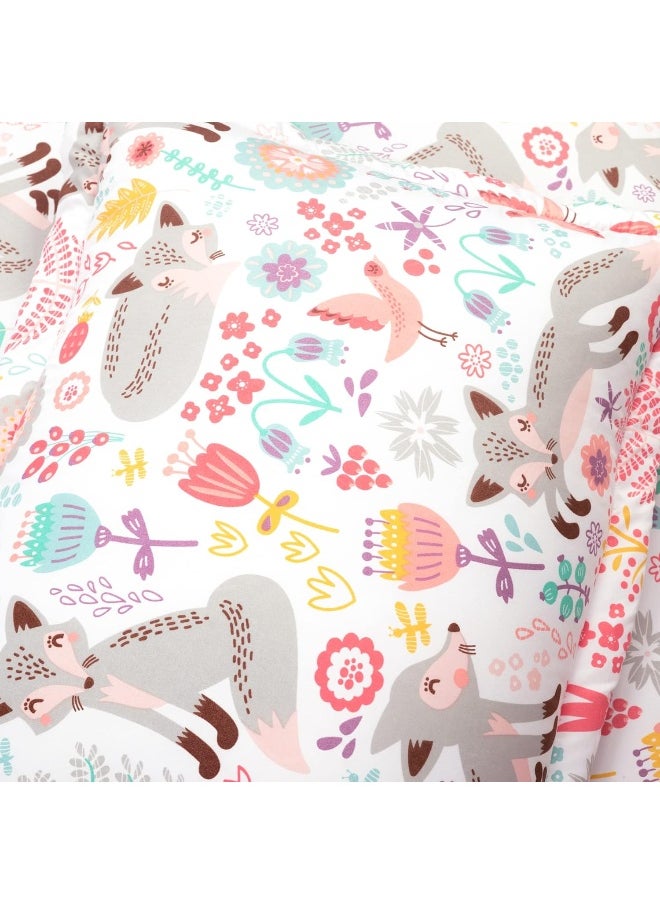 Lush Decor Pixie Fox with Sheet Set Kids Back to Campus 5 Piece Comforter Set, Twin-XL, Pink & Gray