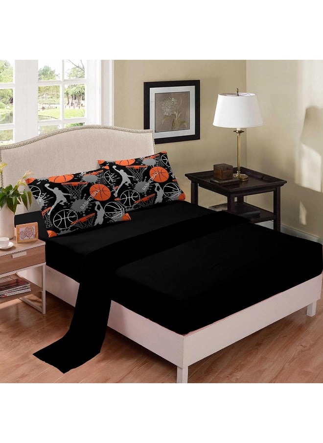 Bodhi Bed in A Bag for Kids Boys, Kids Bedding Comforter Sheet Set, Twin Size Basketball Comforter Set, Kids Sports Basketball Bedding Set 5 PCS