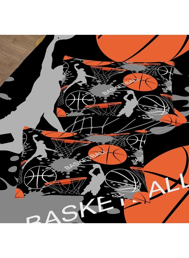 Bodhi Bed in A Bag for Kids Boys, Kids Bedding Comforter Sheet Set, Twin Size Basketball Comforter Set, Kids Sports Basketball Bedding Set 5 PCS