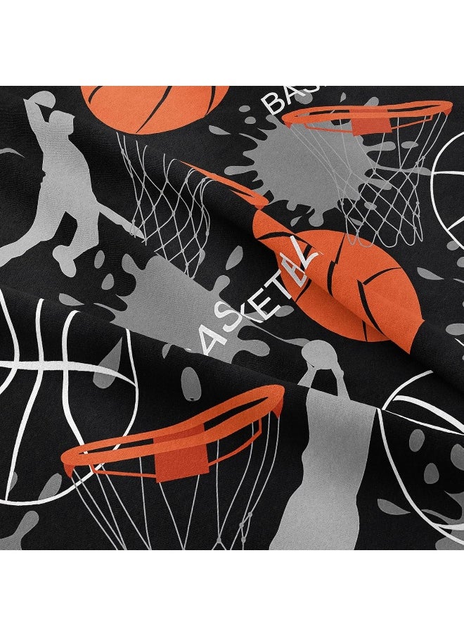 Bodhi Bed in A Bag for Kids Boys, Kids Bedding Comforter Sheet Set, Twin Size Basketball Comforter Set, Kids Sports Basketball Bedding Set 5 PCS